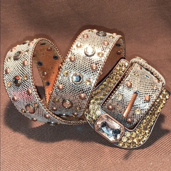 Leather bedazzled embellished belt worn once